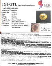 4.97/CT Natural Yellow Sapphire With Govt Lab Certificate